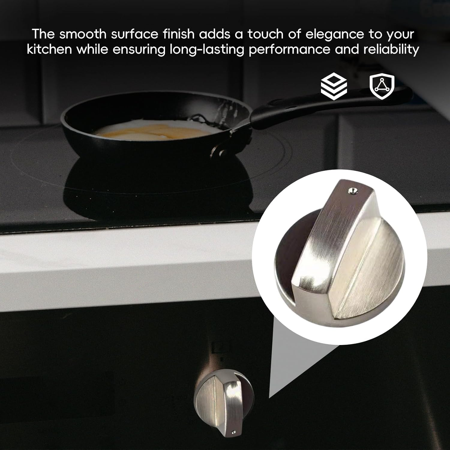 Xlihdzum 4PCS Universal Silver Gas Hob Knobs - Metal Switches for Kitchen Cooker Stove Oven Cooktop, Replacement Control Knobs for Gas-Appliances with Precise Sizing and Zinc Alloy Hob Knob image number 2