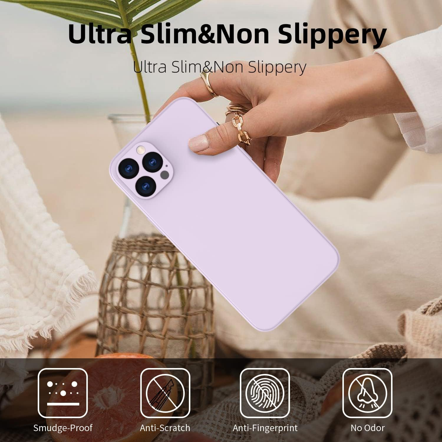 Iphone 12 Pro Max Case, Silicone Case, Iphone 12 Pro Max, Ultra Thin Slim with Microfibre, Scratch-Resistant All-Round Protective Case for Iphone 12 Pro Max, 6.7 Inches, Purple - Dark Black image number 2