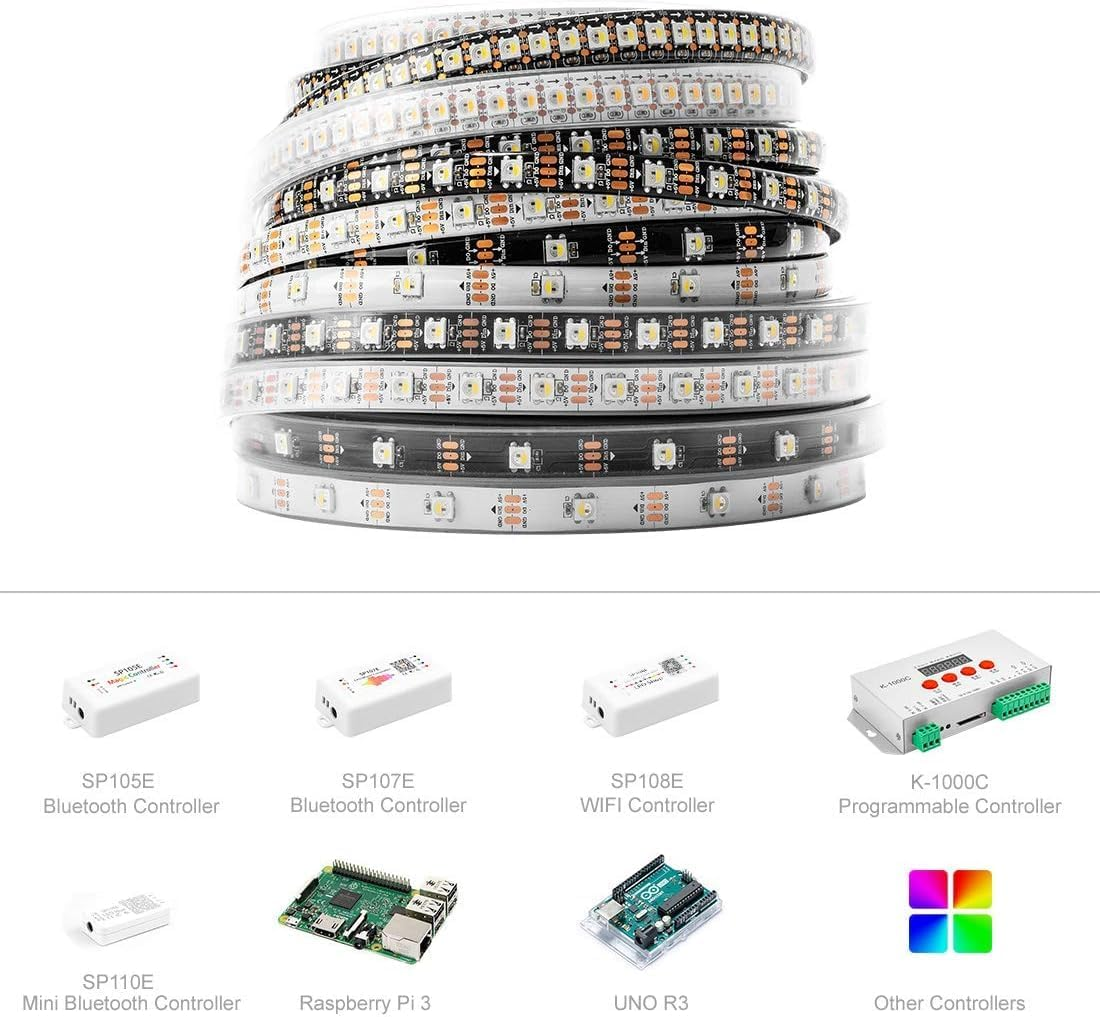 Techzire LED Strip, RGBCW SK6812, 60 Leds/M, 5V, IP30 Bare PCB, Black PCB, 5M, Quality BTF, Rgb+Cool White, NO Controller, Similar to WS2812B, Individually Addressable Leds image number 3
