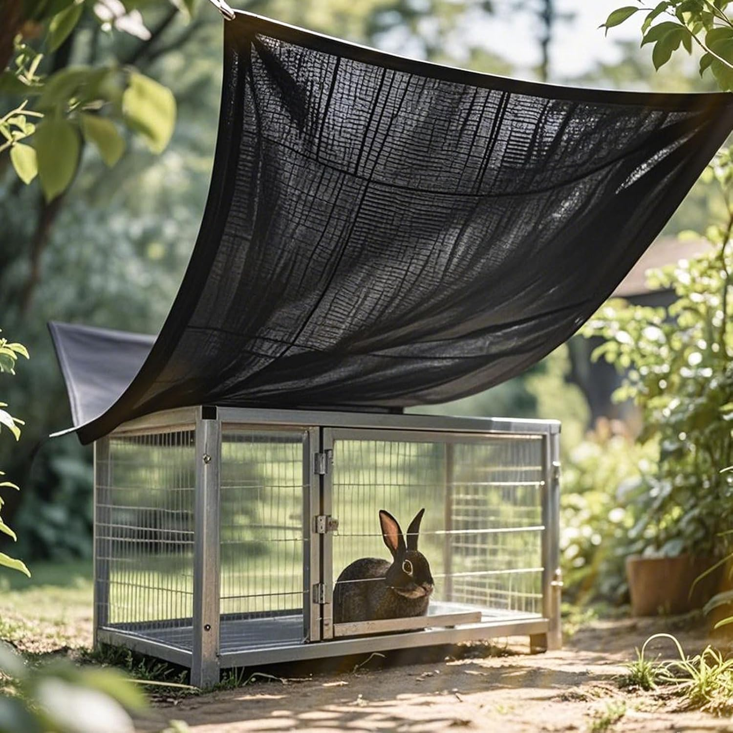 2 X 2M Rabbit Hutch Cover UV Protection 90% Sun Protection Pet Cage Chicken Coop Cover for Guinea Pig Rabbit Chicken Duck and Other Small Animals image number 6