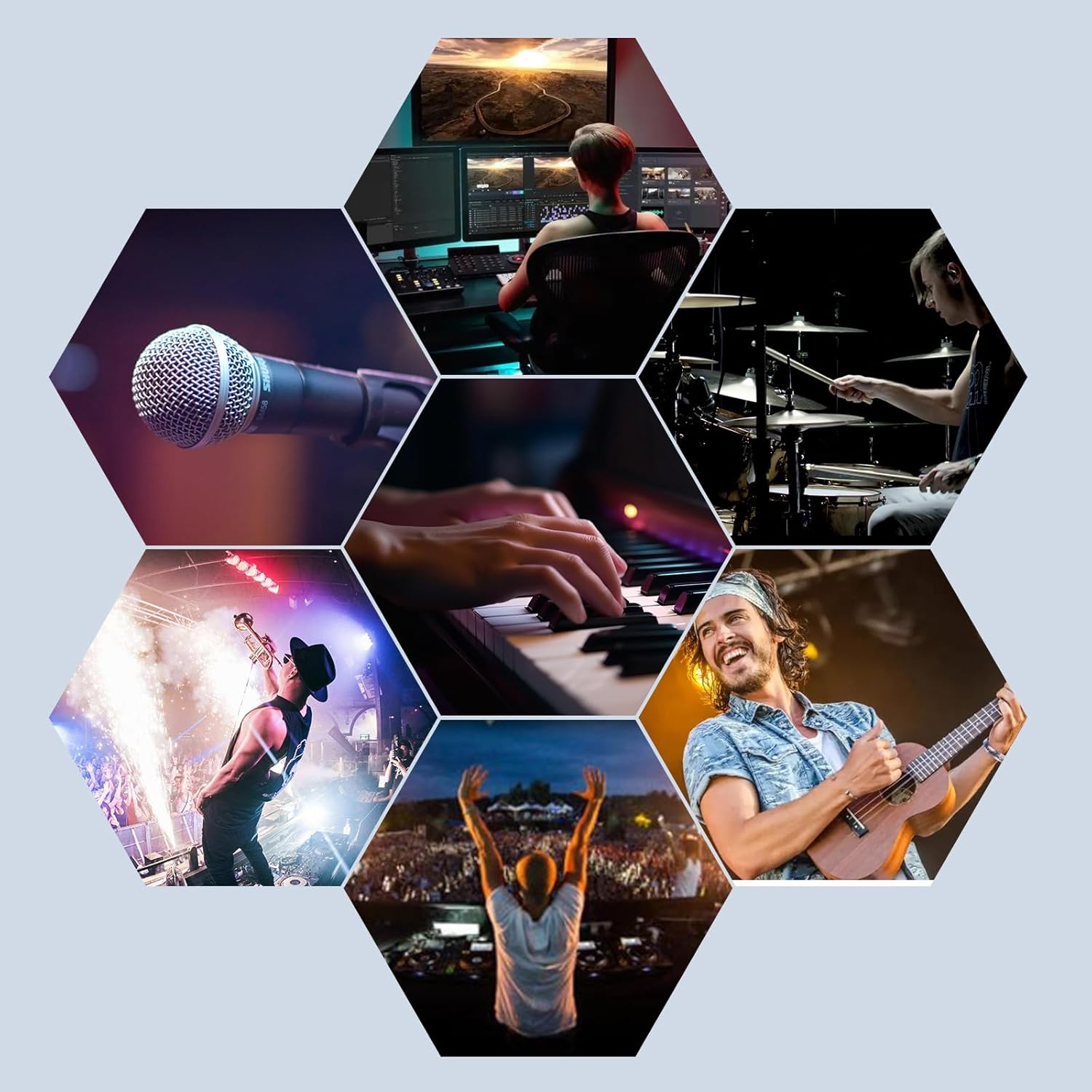 YYSEE over the Ear Headphones/Earphones Detachable Cable Design Hifi Quad Balanced Armature Driver In-Ear Monitors for Ios and Android Computer PC Tablet (Blue Flame) image number 1