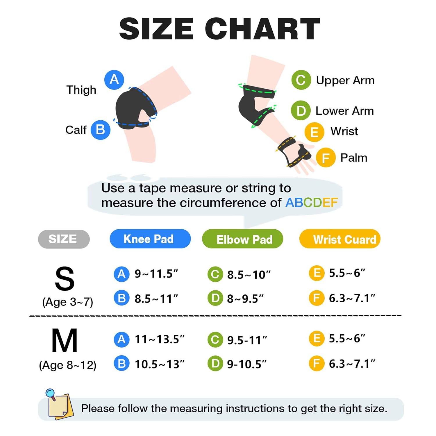 Kids Protective Gear Set Knee Pads for Kids 3-14 Years Toddler Knee and Elbow Pads with Wrist Guards 3 in 1 for Skating Cycling Bike Roller Skates Scooter (Black, &lrm;S(3-8Years)) image number 6