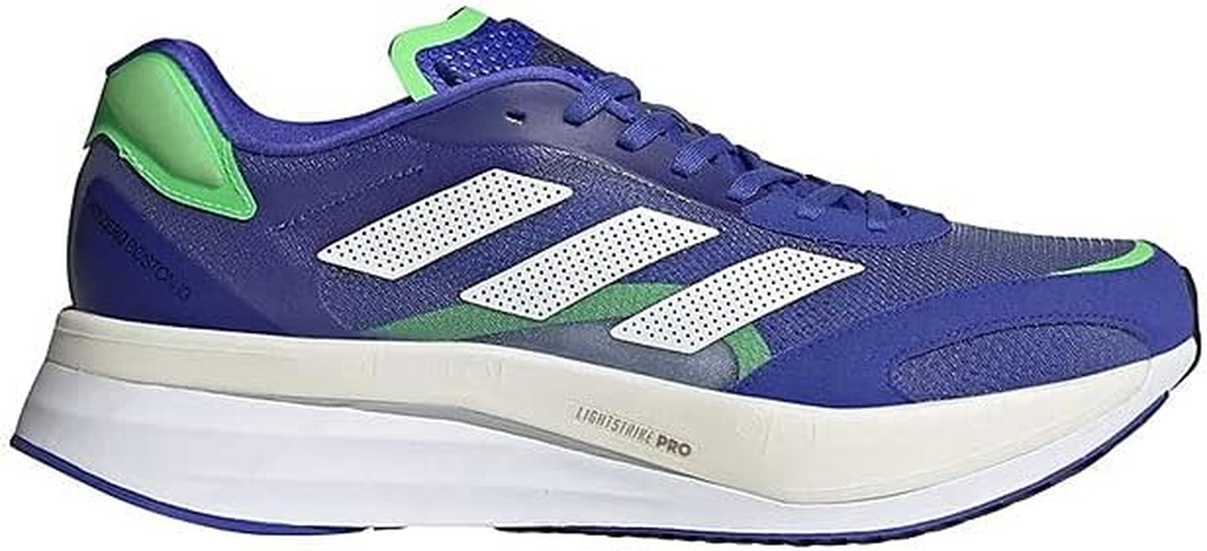 Adidas Men'S Adizero Boston 10 Athletic Running Shoes, Sonic Ink/Cloud White/Screaming Green, Size US 11