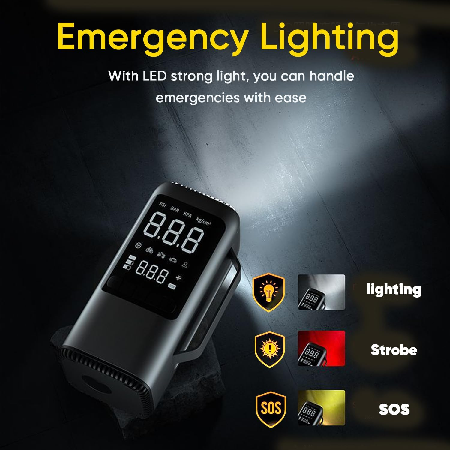 1500A Car Jump Starter, Portable Jump Box, with 150PSI Inflator, Vacuum Cleaner & Pressure Gauge, 8000Mah Power Bank, 5V/2A USB Output, Jumper Cables, LED Light, for Emergencies, Road Trips, Camping image number 2