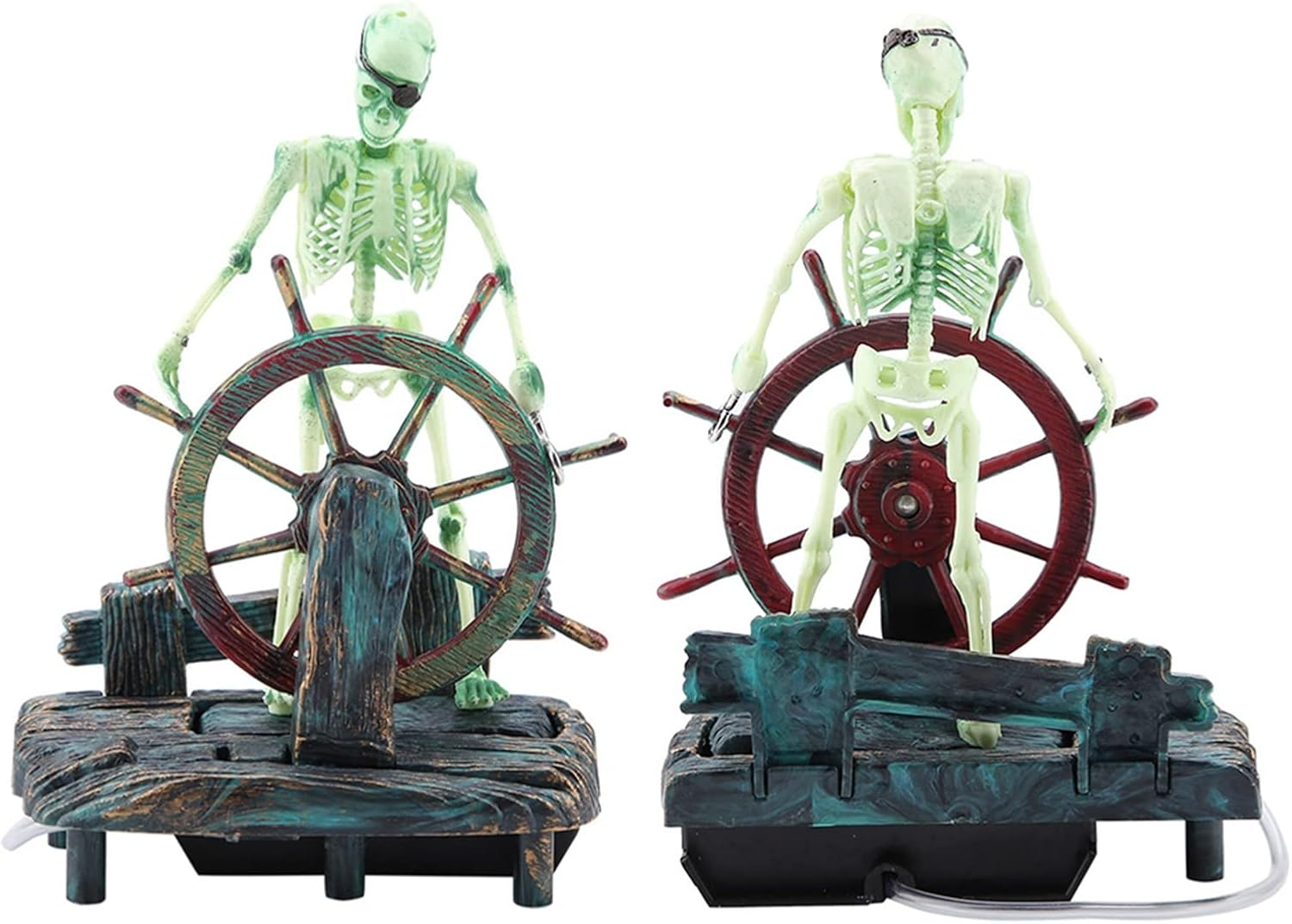 Pirate Captain Skeleton Aquarium Decoration, Vivid Underwater World with Air Action Bubbler for Fish Tank, Landscape Ornament, Ideal Fish Tank Decor