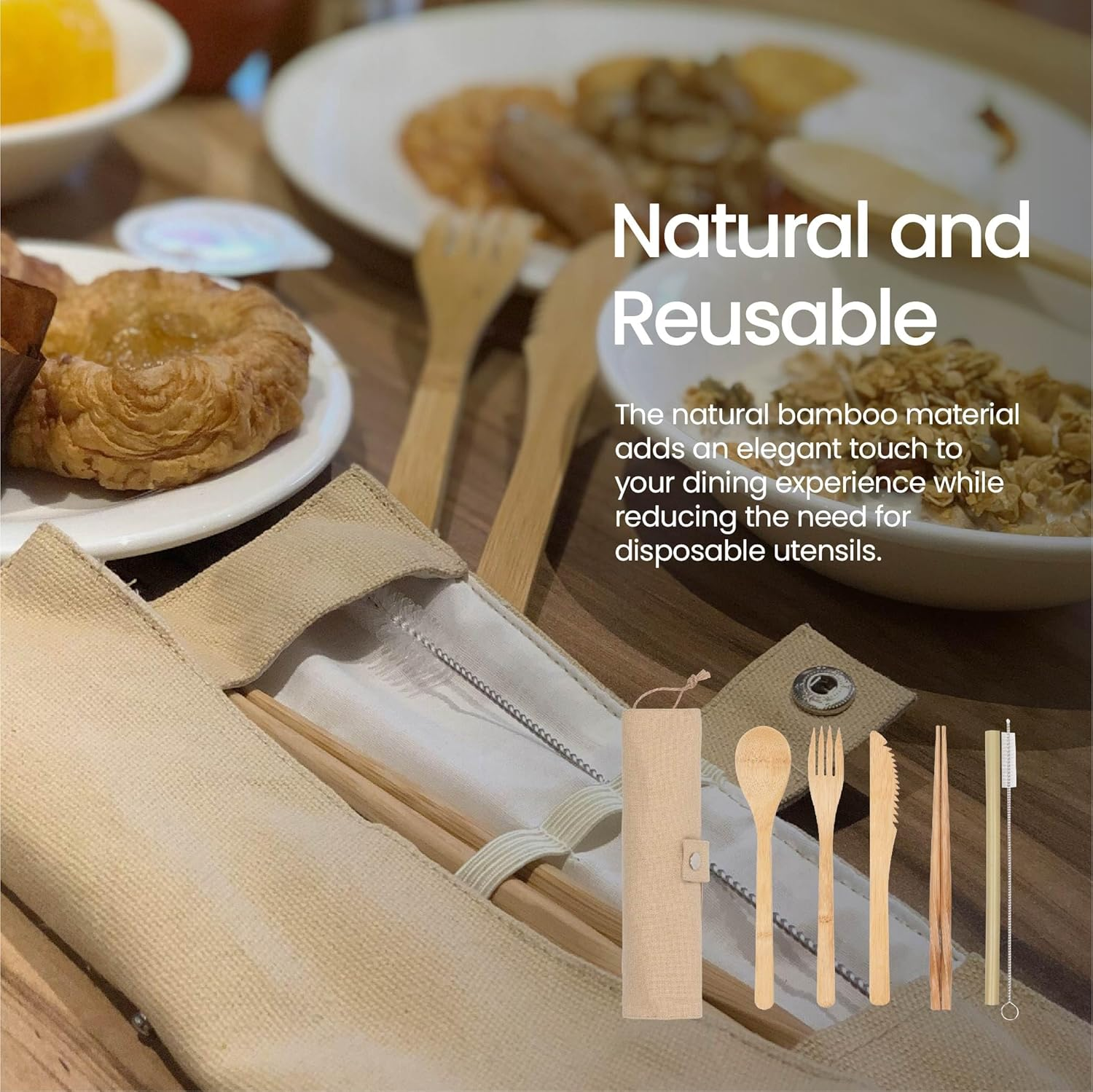 White Magic Eco Basics Reusable Bamboo Cutlery Set image number 5