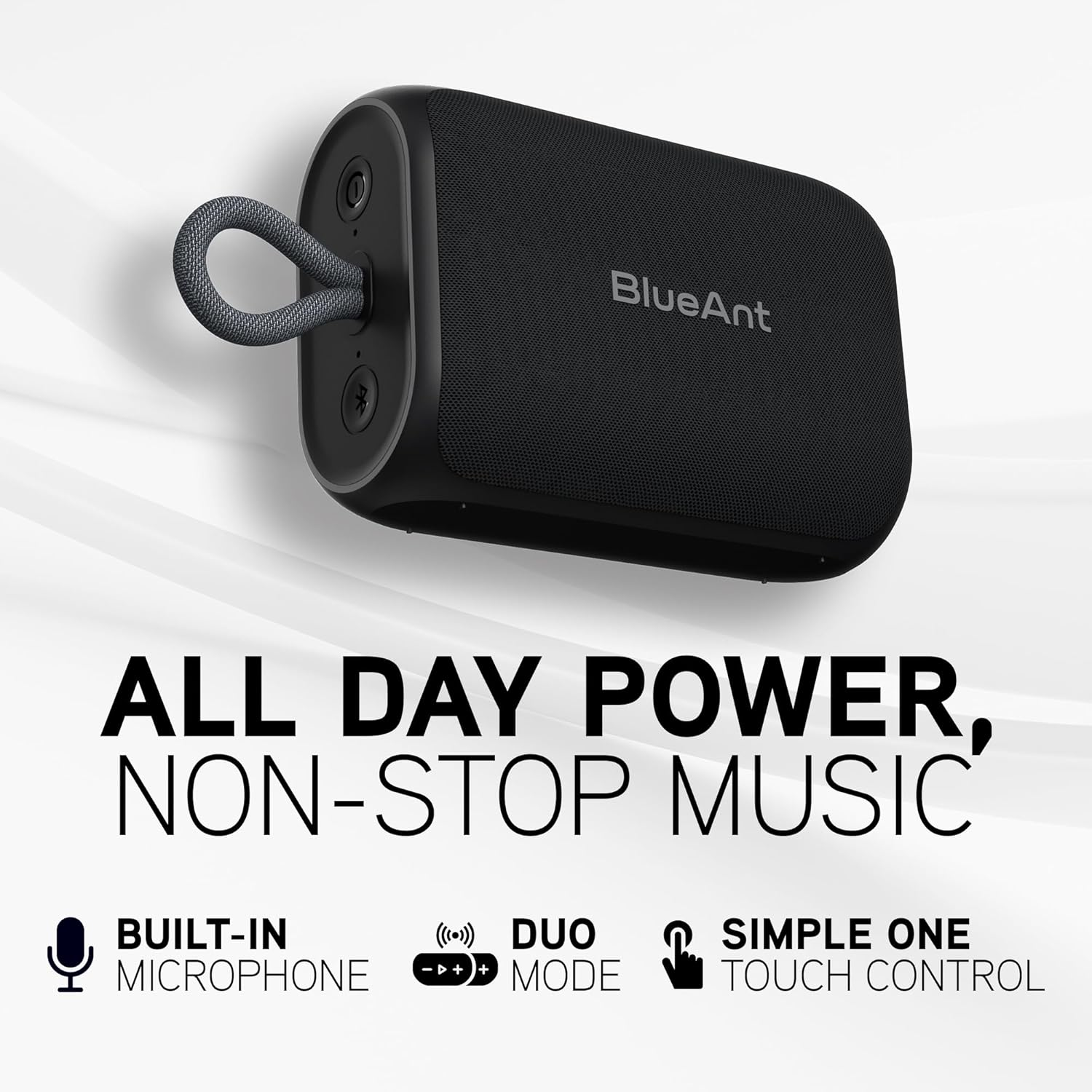 Blueant X0I Mini Portable Bluetooth Speaker, Compact Design with Big Sound, Splashproof for Outdoor Use, Long Battery Life, Black image number 2