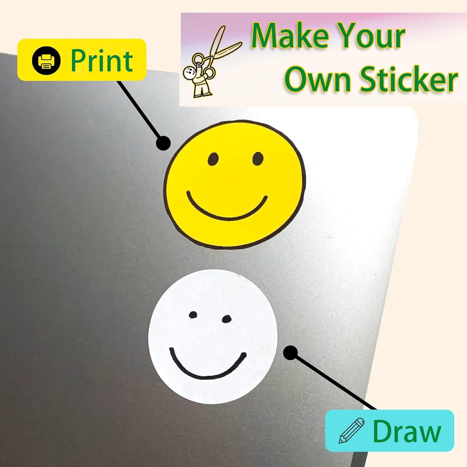 Printable Sticker Paper 30 Sheets, Matte White Sticker Paper Full Sheet Labels for Laser/Inkjet Printers, Letter Size (21 X 29.7CM)
