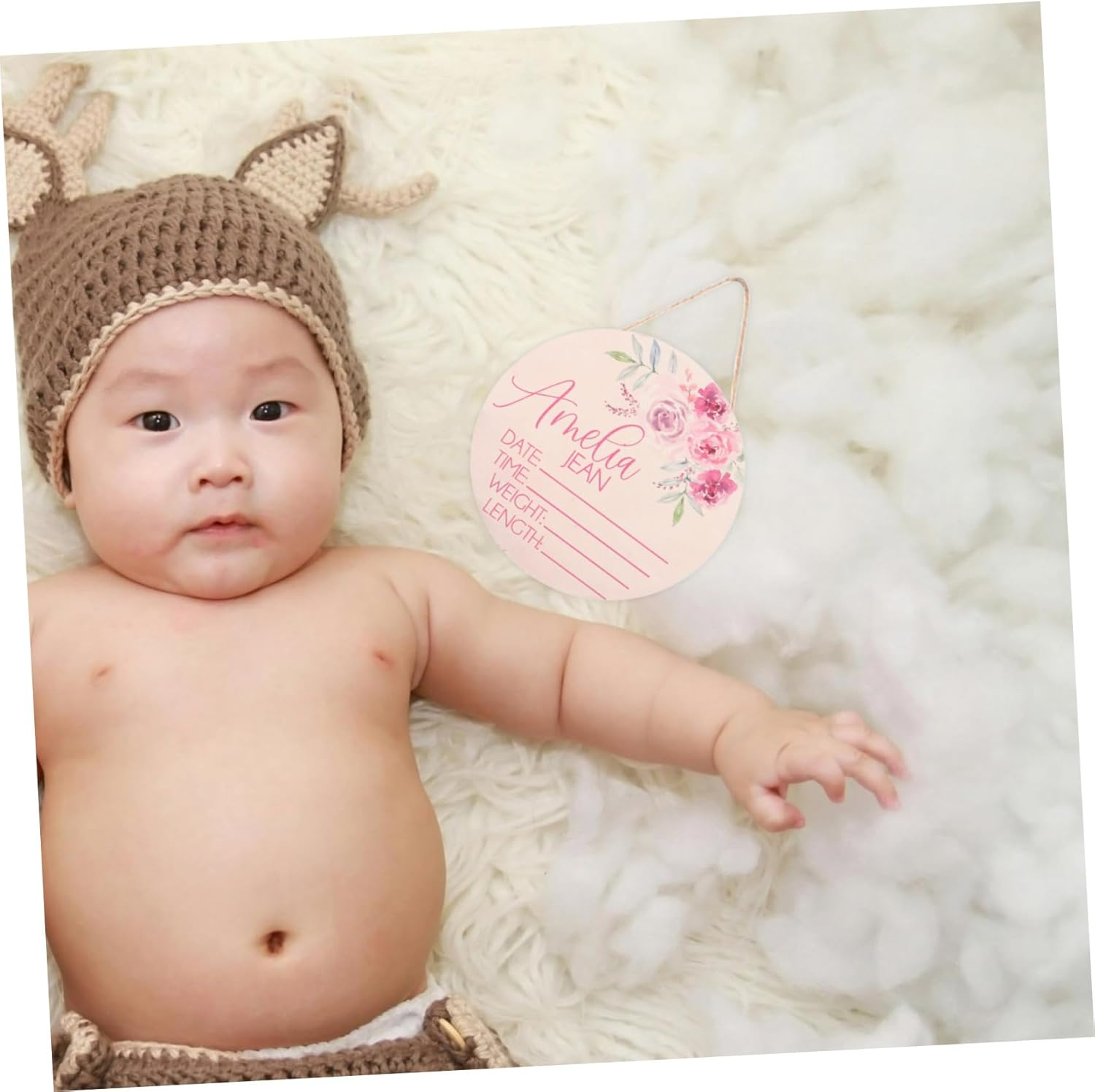 YARNOW 2Pcs Wooden Newborn Name Announcement Sign Birth Announcement Board for Hospital Nursery Decor