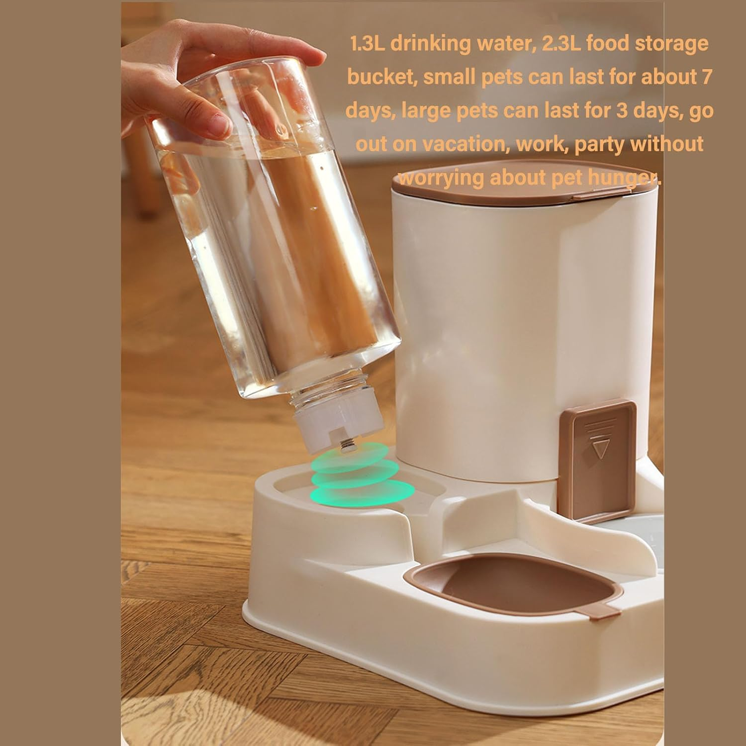 Pet Feeder and Water Dispenser, 2 in 1 Automatic Pet Waterer with Large Capacity Food Dispenser, Detachable, Easy to Clean, for Small to Large Pets