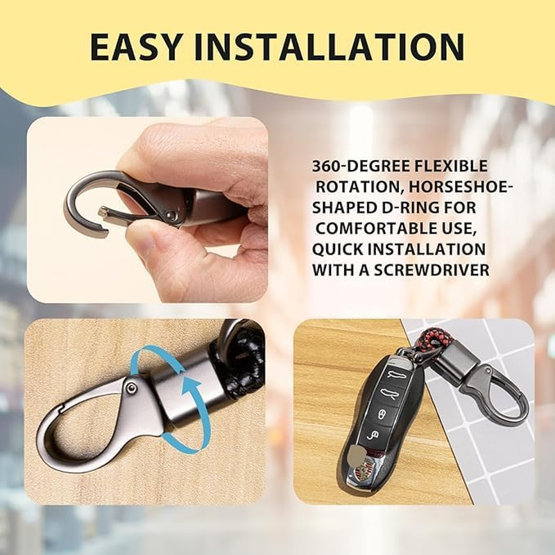 Key Fob Key Chain PU Key Fob Holder Set 3 Pack (Black & Red) Sturdy Metal Key Chain Included Ideal for Car Smart Keys Men & Women Secure Keychains