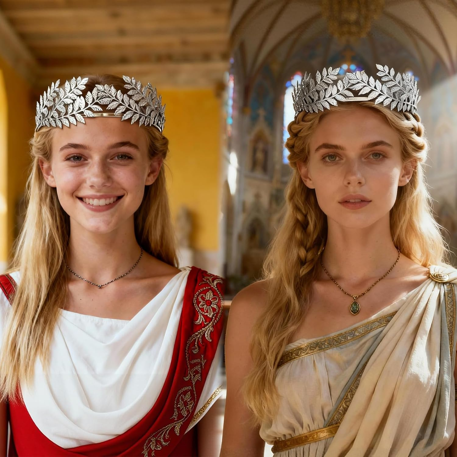 Laurel Wreath, Roman Goddess Headband, Goddess Headband, Laurel Wreath Headpiece, Roman Leaf Crown, Accessories Roman, Headpiece Bride, Suitable for Cosplay, Wedding, Party, Silver image number 3