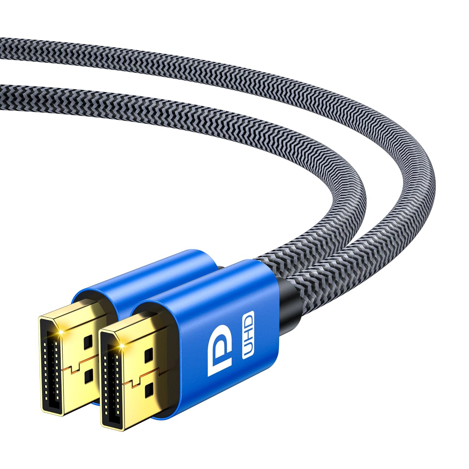 Zazalon Displayport Cable 1.4-8K@60Hz, 4K@144Hz, 2K@240Hz, 32.4Gbps High-Speed,Hdr, HDCP, G-Sync, Freesync - Nylon Braided DP to DP Cord for Gaming Monitor,Pc,Tv,Laptop - 2M, Blue