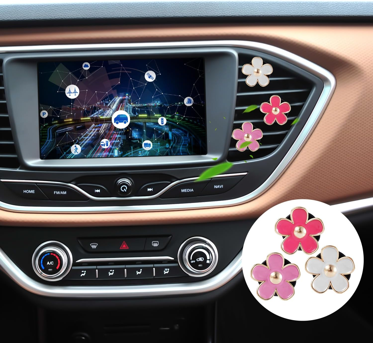 6Pcs Flower Air Freshener Vent Clips, Cute Daisy Air Conditioning Outlet Clip Girly Women Car Accessories Flowers Car Essentials Decorations (Multicolored) image number 4