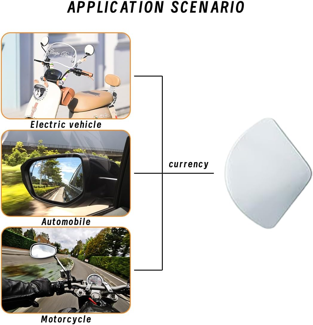 2Pcs Automotive Rearview Mirror Blind Spot Mirror, Adjustable HD Sector Mirror, Frameless Wide Angle Convex Mirror, Most Automotive Side Mirror Assistance image number 4