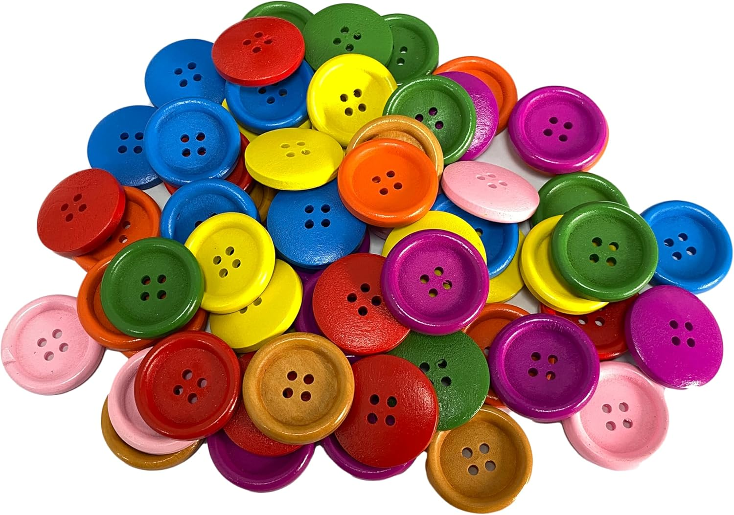 Aoozleny DIY Handmade Wooden Clothing Sewing Button - Solid Color 4Holes Sewing Button for Making Sweater Shirt/Diy Socks, Pack of 100, Multi-Color, 1"(25Mm) image number 4