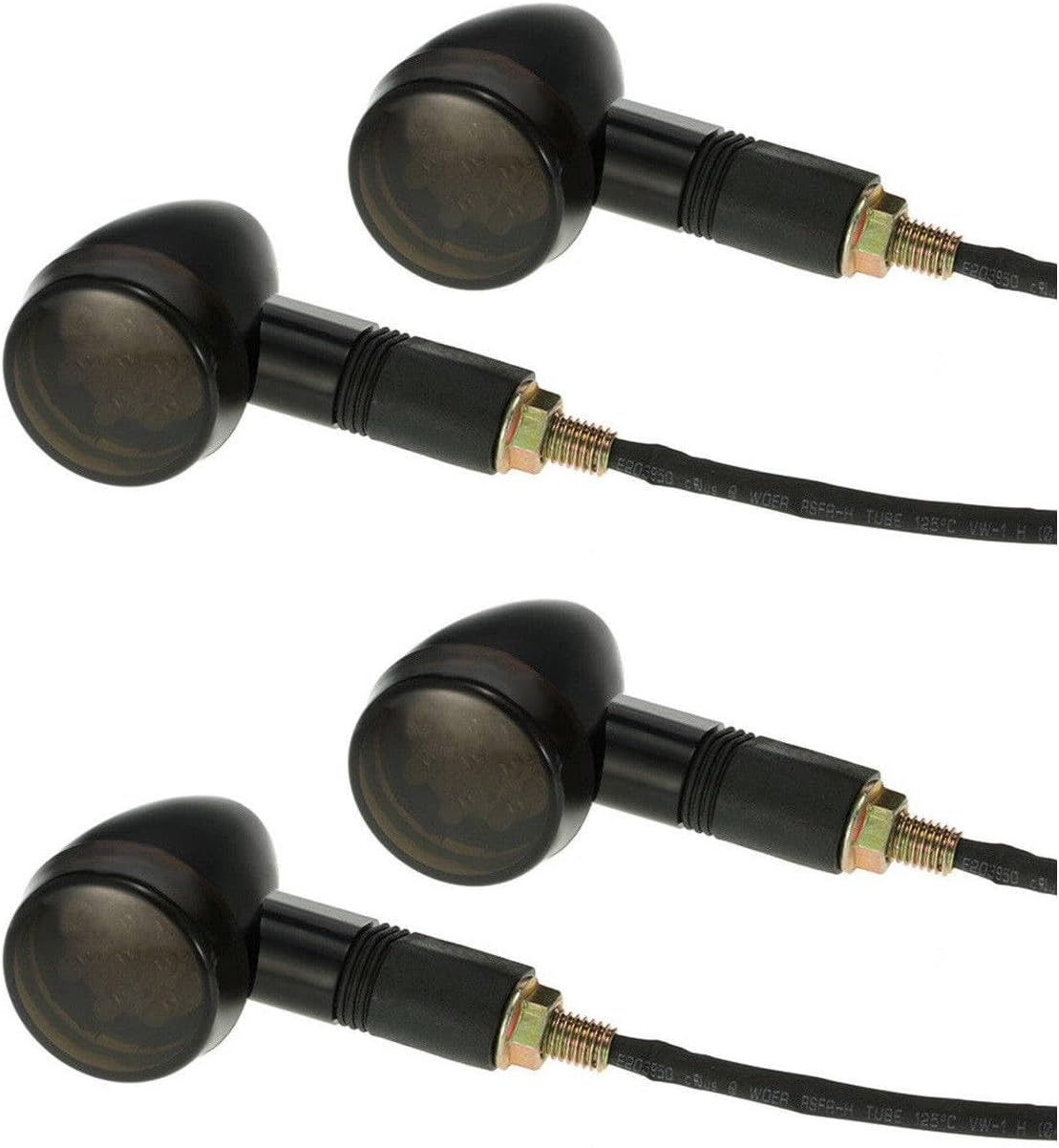 TDR 4Pcs LED Turn Signal Lights Indicator, 10Mm Universal Fit for Motorcycles, Front & Rear Amber Lights