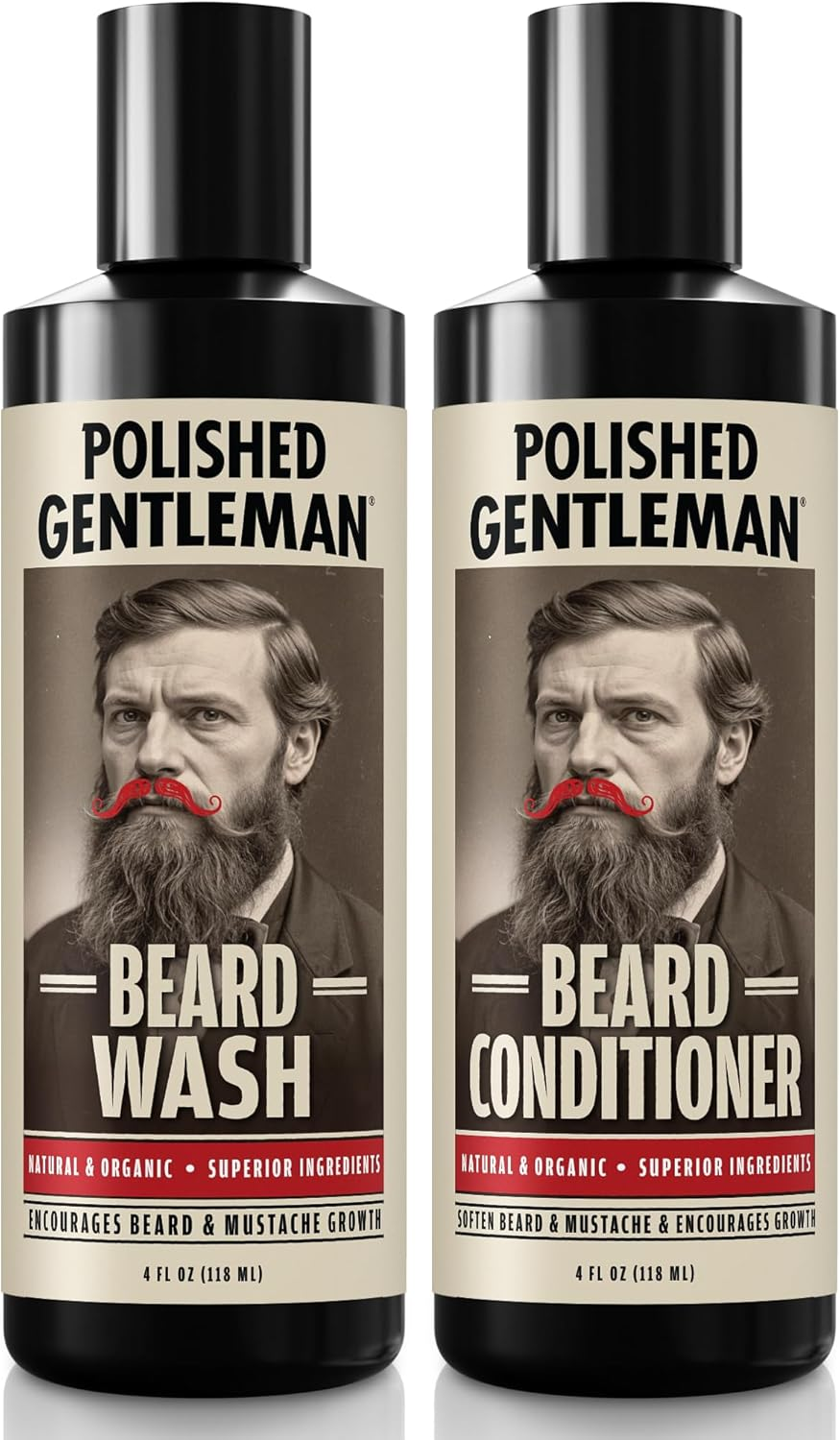 Polished Gentleman Beard Wash and Conditioner Set - Softens and Strengthens - Beard Shampoo with Growth Oil - Moisturizer & Beard Thickener - Tea Tree Unscented - Paraben-Free & Sulfate-Free (4Oz) image number 6