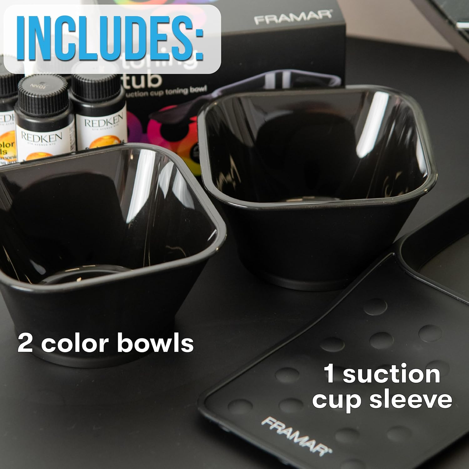 FRAMAR Toning Tub Hair Dye Bowl &ndash; Hair Color Bowls for Hairstylist, Hair Color Bowl, Hair Color Mixing Bowl, Hair Dye Bowls, Suction to Sink or Shampoo Station for Easy Toning &ndash; 2Pc image number 5