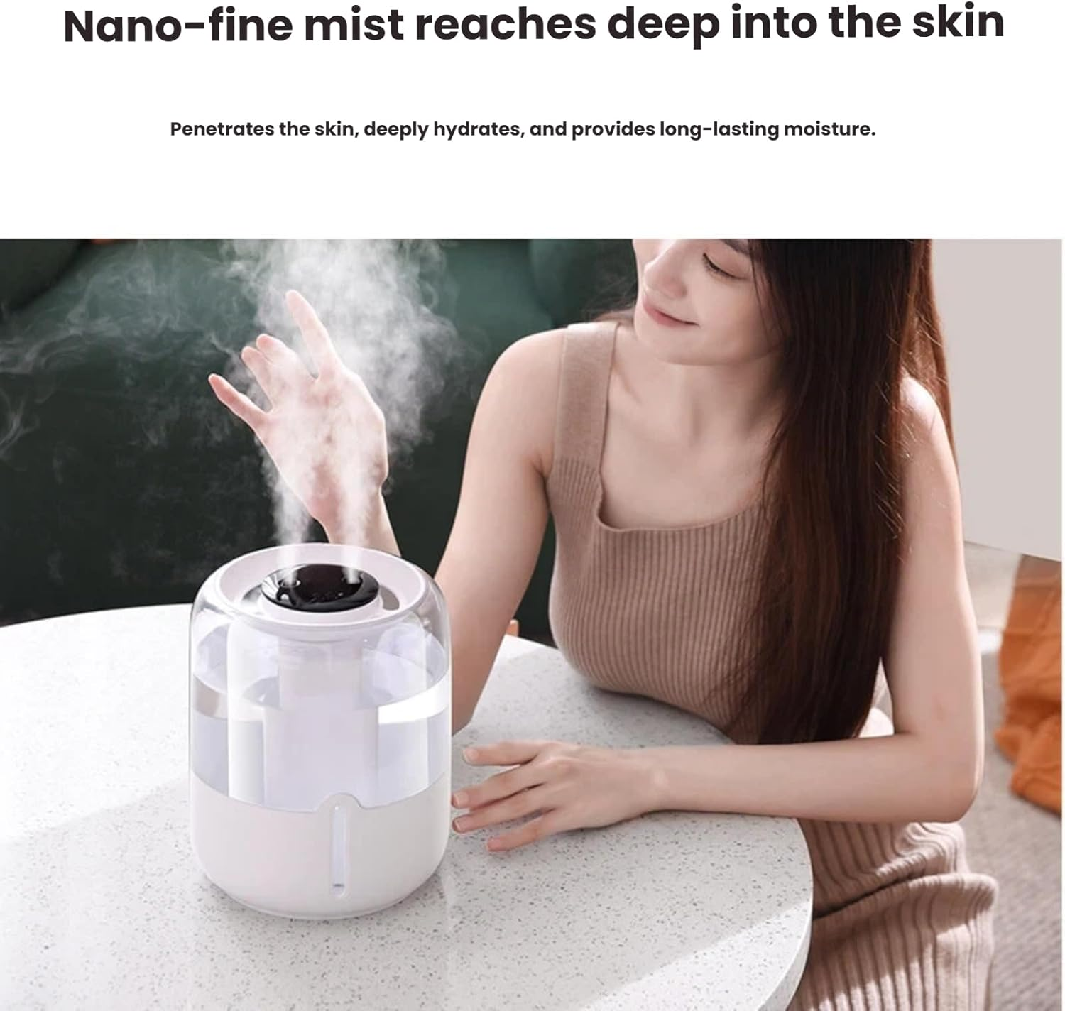 4L Humidifier for Bedroom Baby Room, Air Humidifier with Double Nozzle Top Fill, 3 Gear and Night Light,60H Runtime 28 Db Quiet Humidifier for Plants,Baby,Indoor,Home 3 Gear and Light(6 Filter Sticks) image number 1