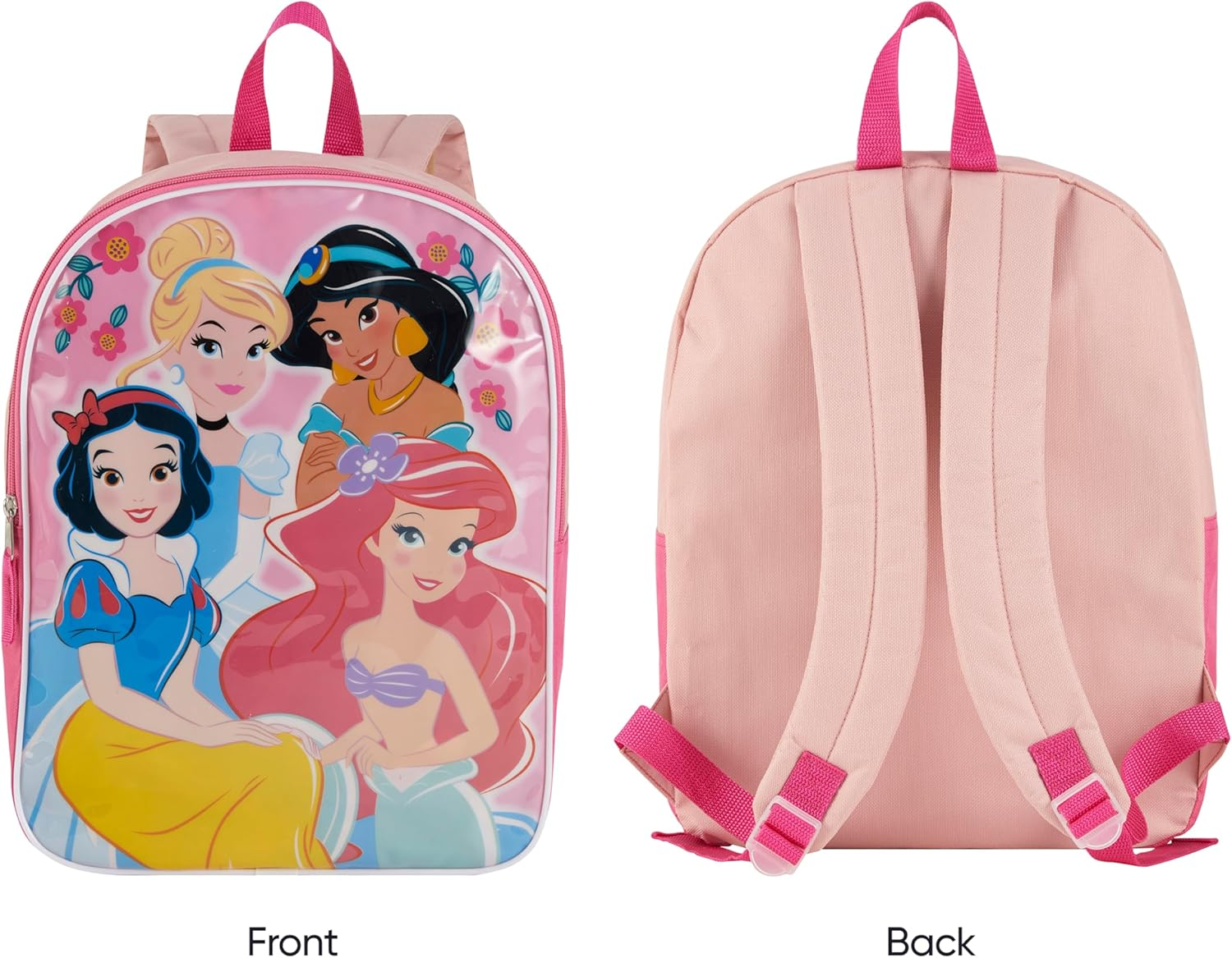 Disney Backpack for Kids 15&rdquo; | Awesome Bookbag for Girls | Padded Straps & Large Zip Compartment Back to School Supplies image number 6