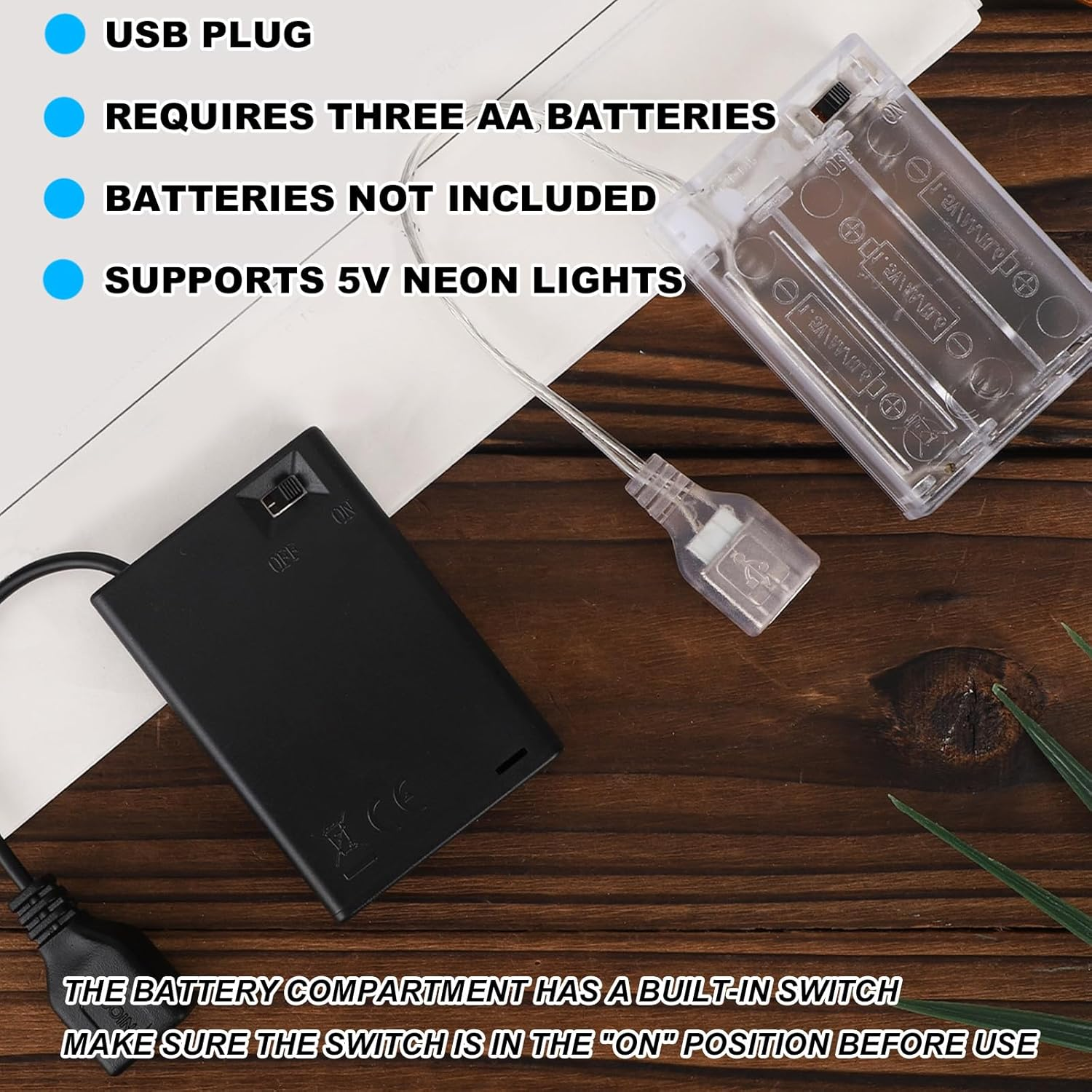 BTFO 4Pcs Portable Battery Pack for 5V LED Neon Sign, Converts USB Neon Lights to Battery-Operated, Battery Box Power Supply for Outdoor and Indoor Use image number 5