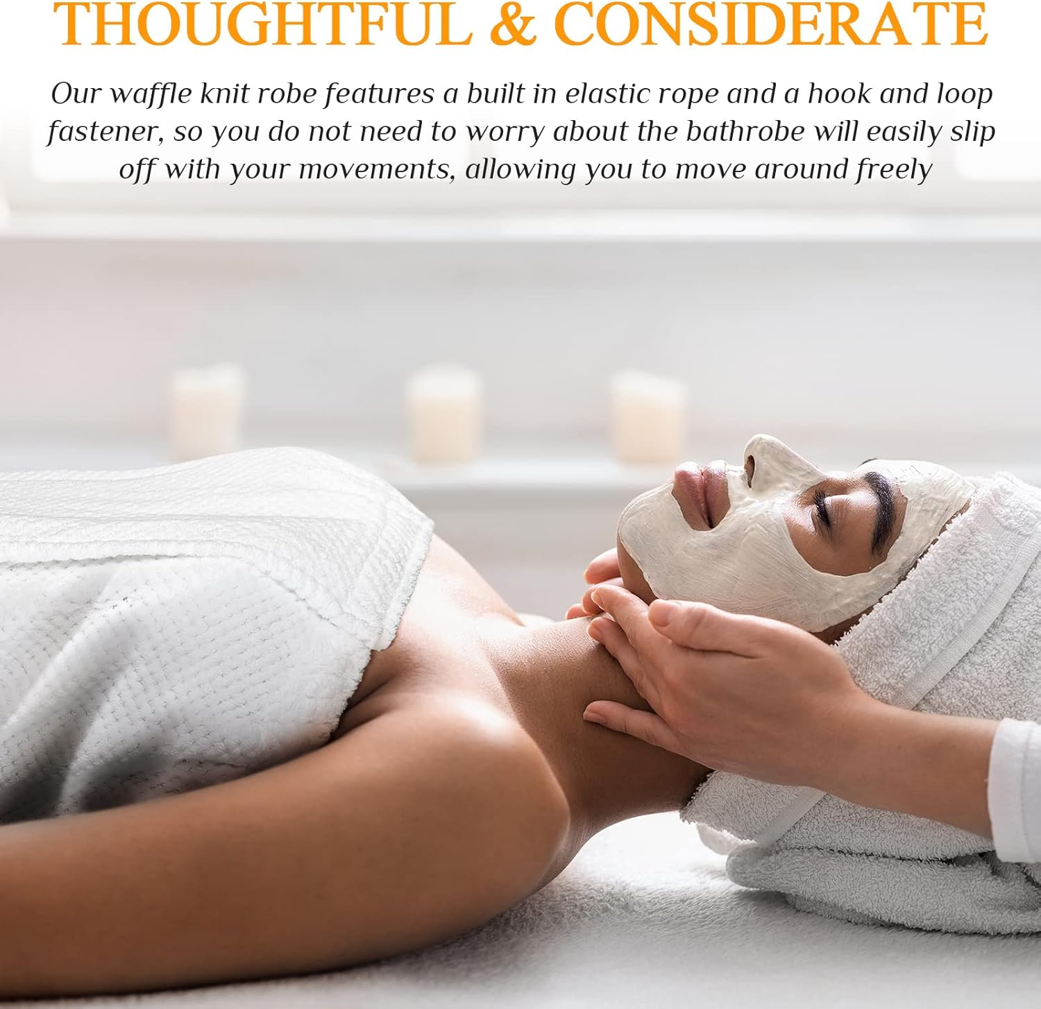 Tigeen 2 Pcs Towel Wrap for Women Lightweight Spa Robe with Adjustable Closure Elastic Top Soft Bathrobe Spa Wrap(Medium,White) image number 6