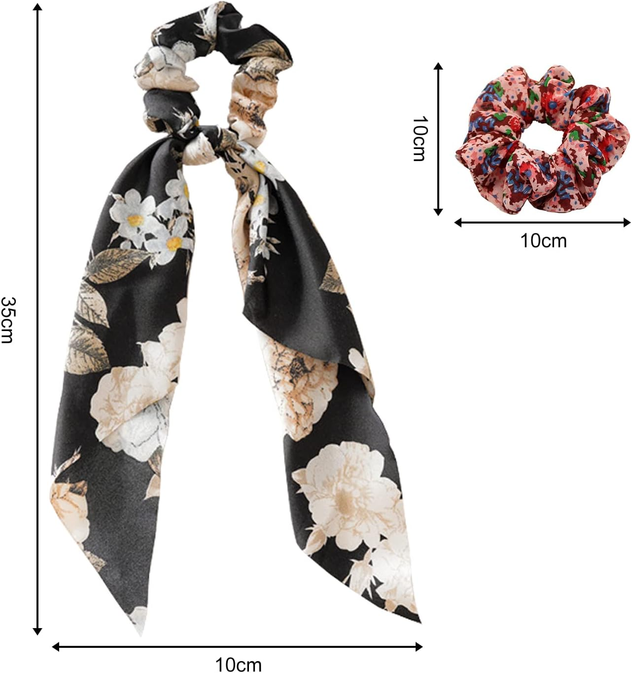 5Pcs Hair Scarf Headbands, 4Pcs Floral Chiffon Fat Sausage Hairbands, Elastic Flower Headbands, Ponytail Hair Accessories, Fashion Women'S Hair Accessories for Women Girls image number 1