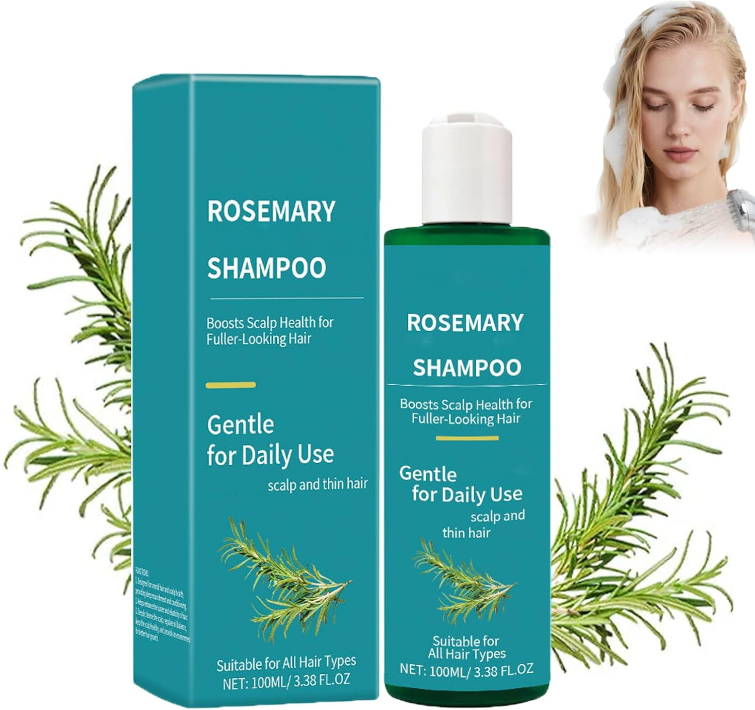 Rosemary Hair Growth Shampoo, Volumizing & Strengthening Shampoo for Fine Hair, Strengthening Hair Care Sha/Mpoo with Natural Rosemary Extract, Hydrating Sham/Poo Greasy, Itchy Scalp Care (1 PCS)