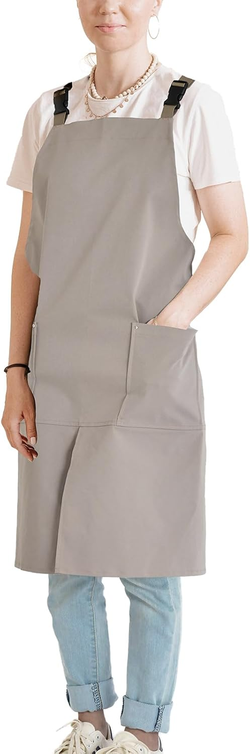 Surblue Pottery Aprons Split Leg Aprons with Pockets Adjustable Straps Waterresistant Split Apron for Women Men DIY Ceramic Pottery Art