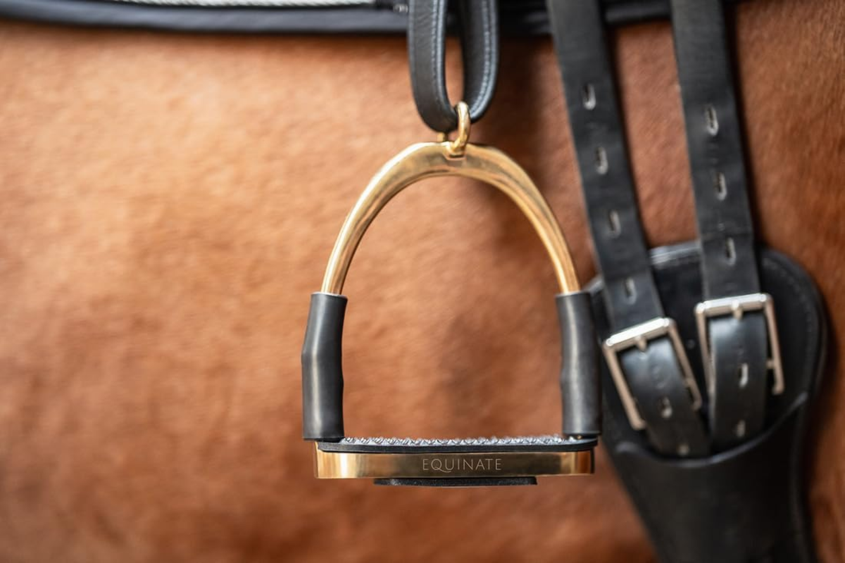 Equinate Charles Safety Stirrups 10 Cm Gold - with Non-Slip Rubber Tread - Stirrups for Adults and Children - Relieves the Ankles - Pack of 2 - Gold image number 5