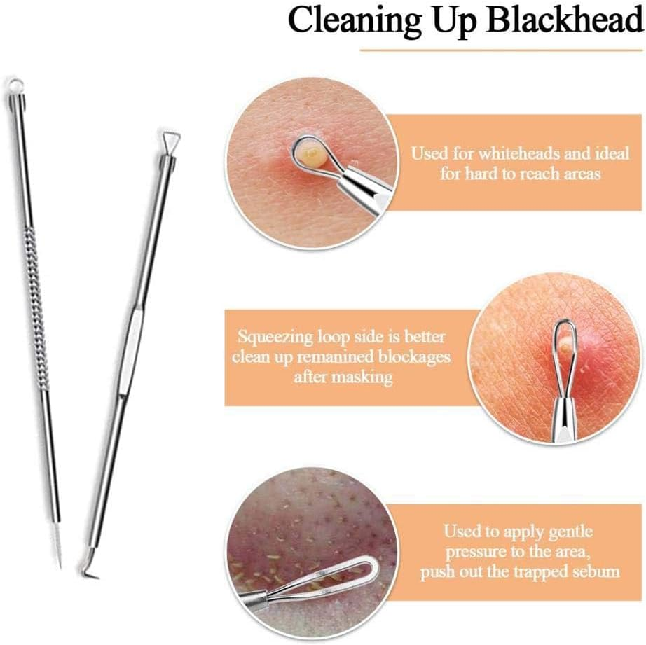 9-Piece Blackhead Remover Tool Kit, Professional Pimple Extractor Comedone with Leather Case - Stainless Steel Blemish Acne Removal Tools for Face, Safe on Sensitive & Oily Skin image number 3
