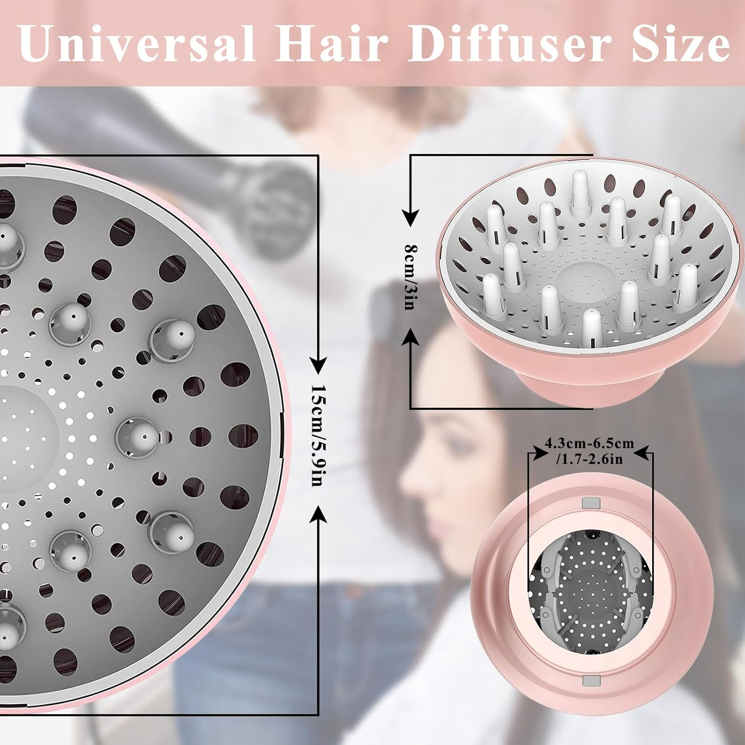 Hair Dryer Diffuser Attachment Universal Adjustable Professional Salon Tool for Curly Hair Fits Most Kinds of Blow Dryer Diameter 4.3-6.5CM - Blue image number 5
