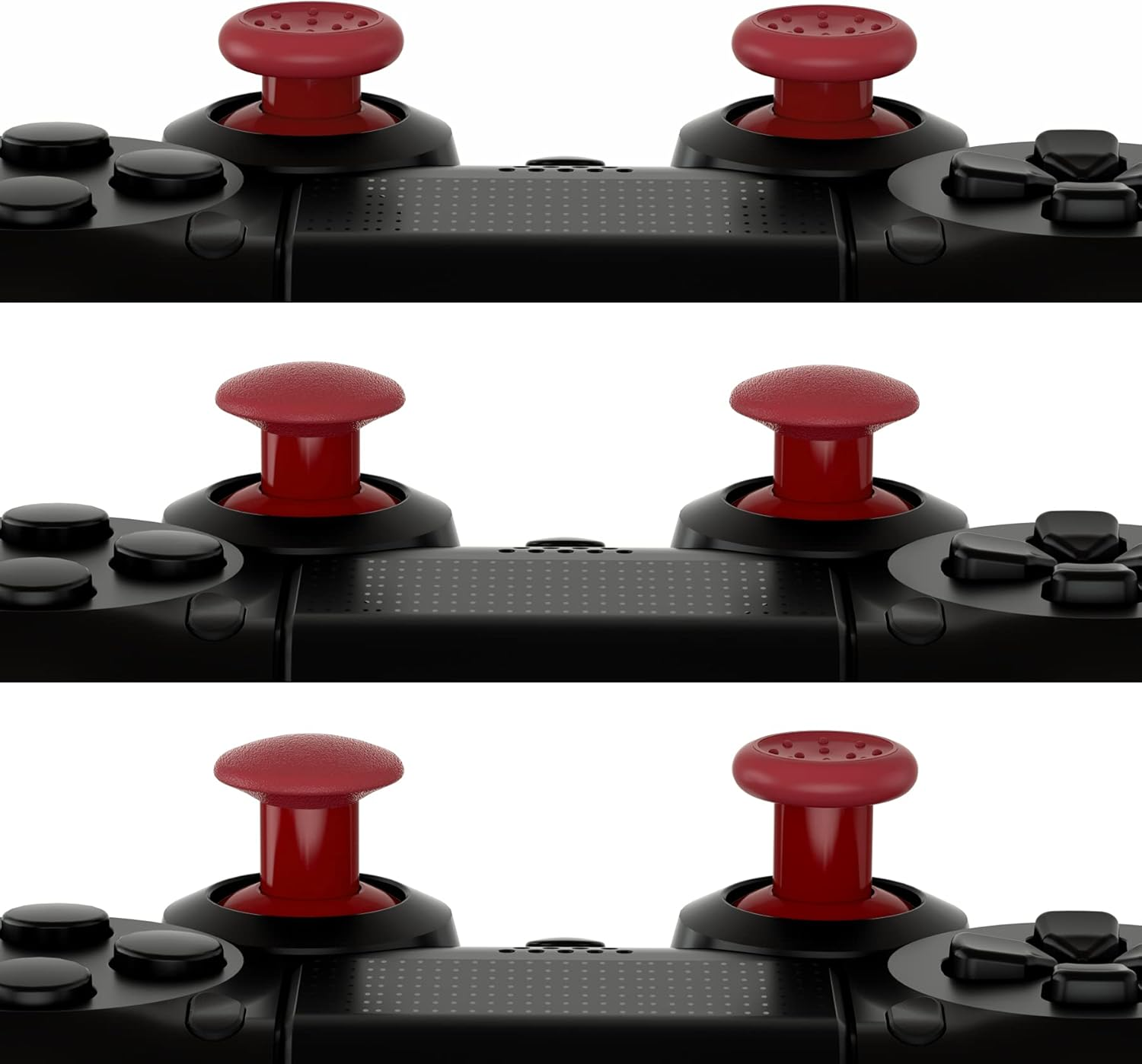 Extremerate Thumbsgear Interchangeable Ergonomic Thumbstick for PS5 Controller, for PS4 All Model Controller - 3 Height Domed and Concave Grips Adjustable Joystick - Carmine Red - Blue image number 7