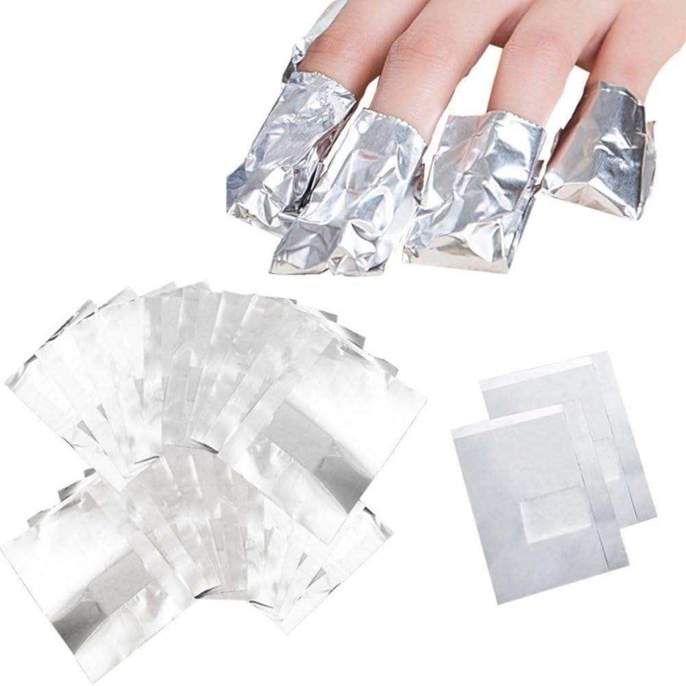 Poemtian 500Pcs Nail Foil Wraps Remover, Nail Polish Remover Wrap, Gel Nail Polish Remover Foil Wraps with Pre-Attached Lint-Free Cotton Pads image number 5