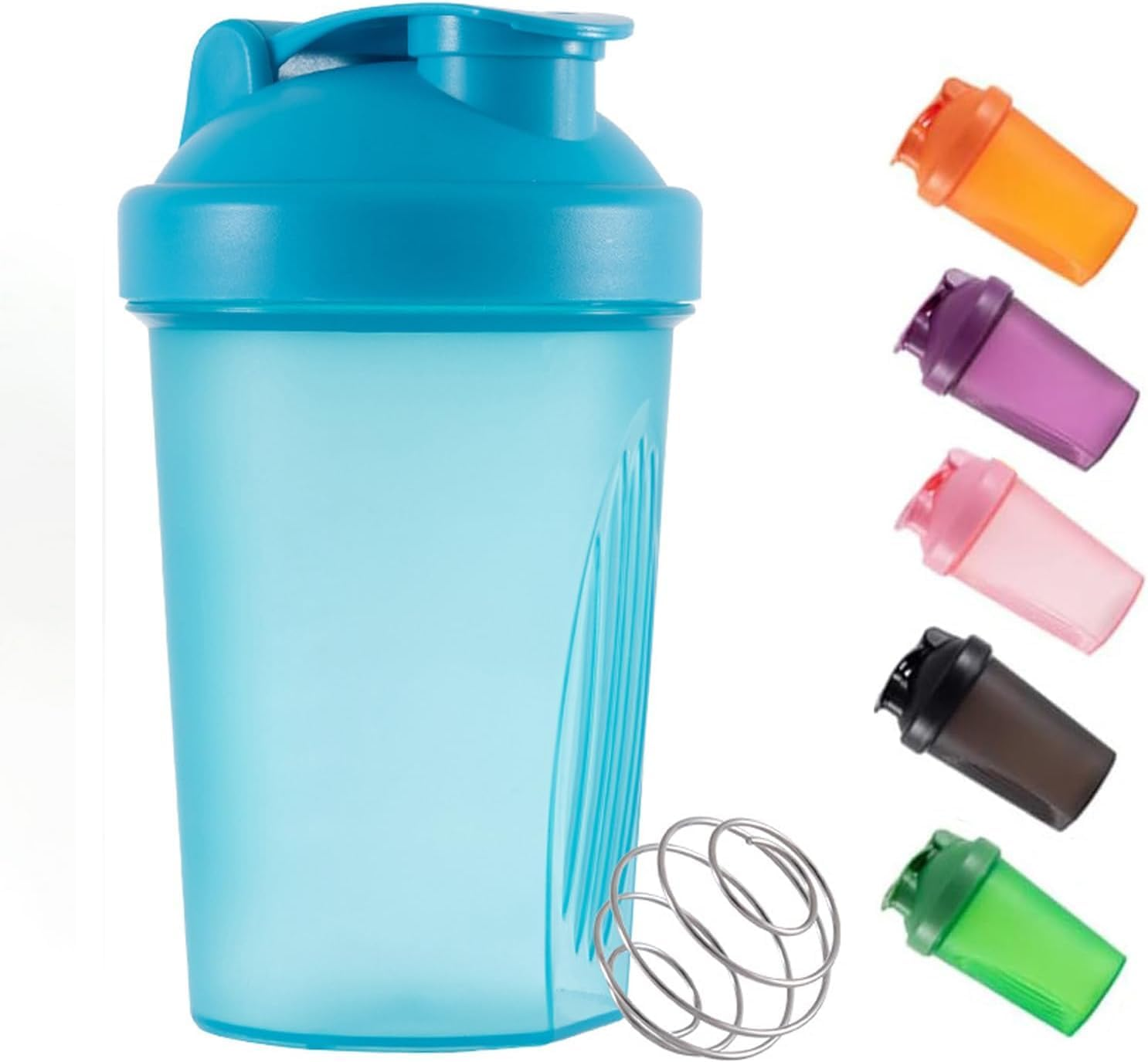 Shaker Bottle for Protein Powder Mixed Plastic Workout Water Bottle 400 Ml with Mixball Non-Leak Cap Shaker Cups for Fitness Sports Gym Supplement Drinks Bottles (Blue)