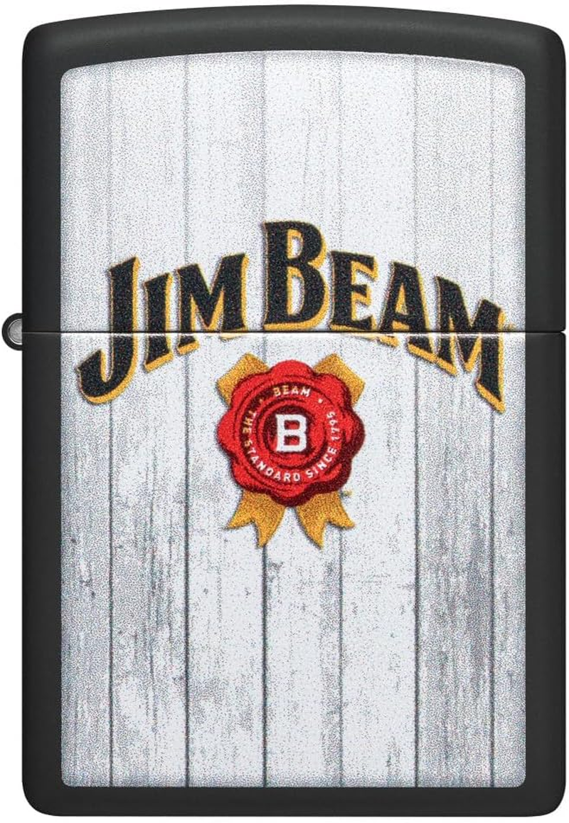 Zippo Jim Beam Classic Logo Windproof Lighter, Black Matte image number 3