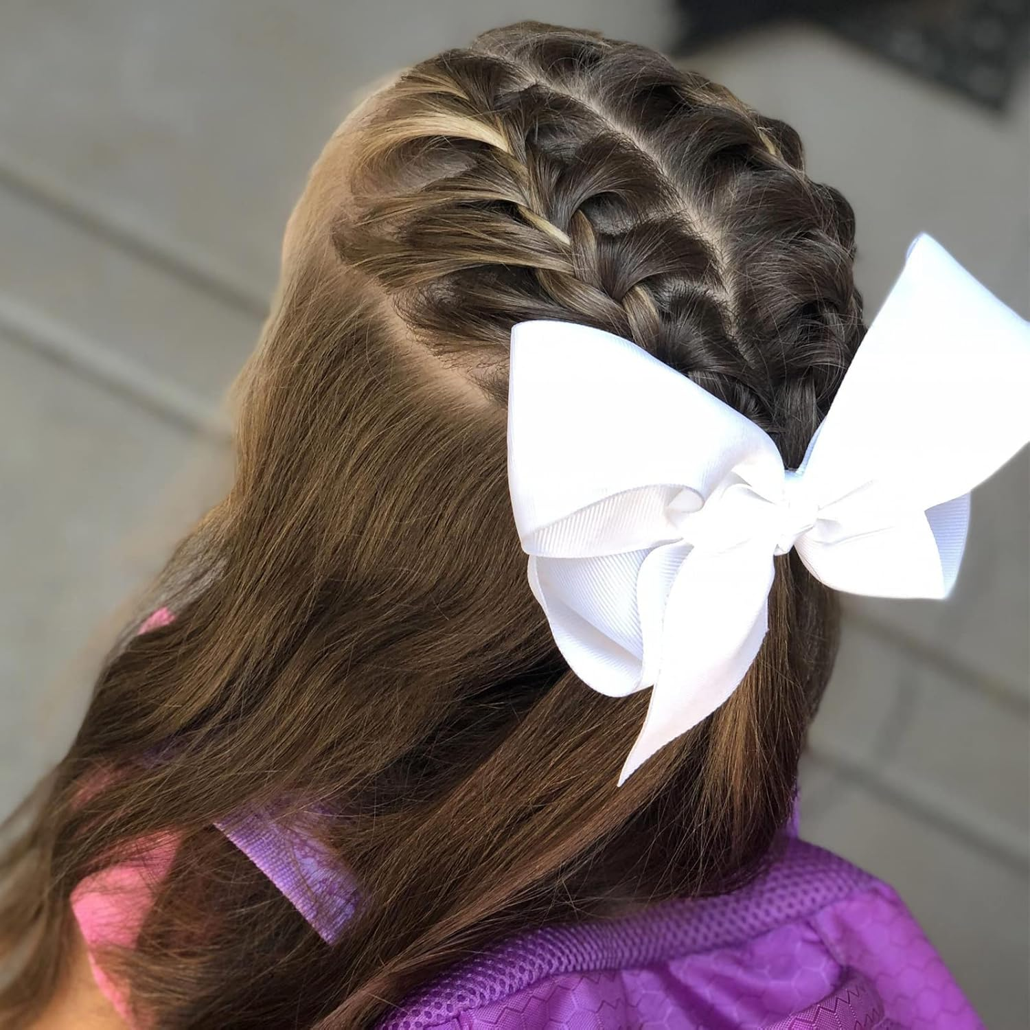 6 PCS 6" Hair Bows for Girls Alligator Clips Grosgrain Ribbon Solid Color Hair Accessories Toddler Bows for Girls Kids(White, 6 Count) - 3Inch-Green image number 6