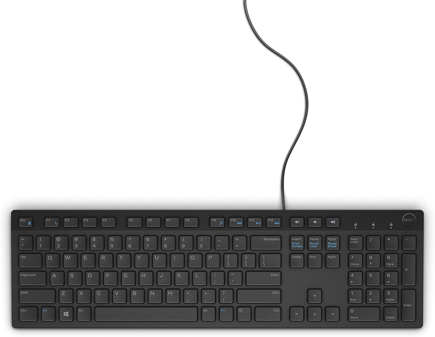 Dell KB216 Wired Chiclet Keyboard Full-Size QWERTY US (USB-A Wired) &ndash; Multimedia Hotkeys, Slim 2.44 Cm Profile &ndash; White