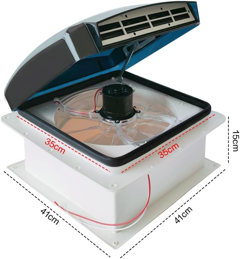ALSTON 12V Caravan Vent Shower Roof Vent with LED Lights and Tinted Lid, Trailer Shower Roof Hatch Motorhome Air Ventilation Roof, Low Profile Reverse Airflow Manual Lift image number 2