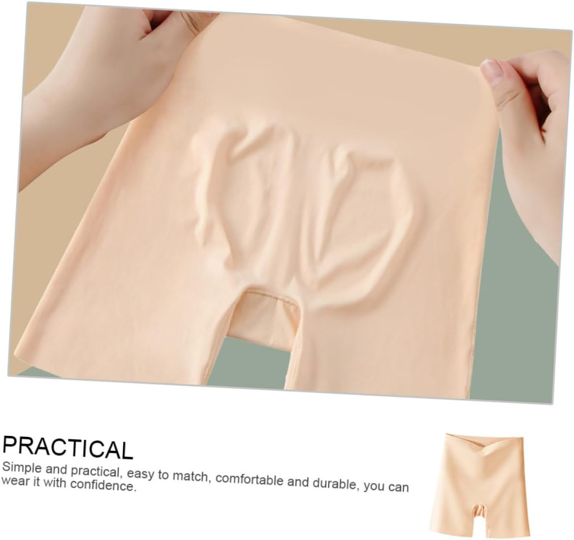 Ipetboom Seamless High-Waist Safety Shorts For, Ice Cooling Thin Anti-Exposure Underwear, Skin Color L, Tummy Control and Hip Lift Khaki image number 4