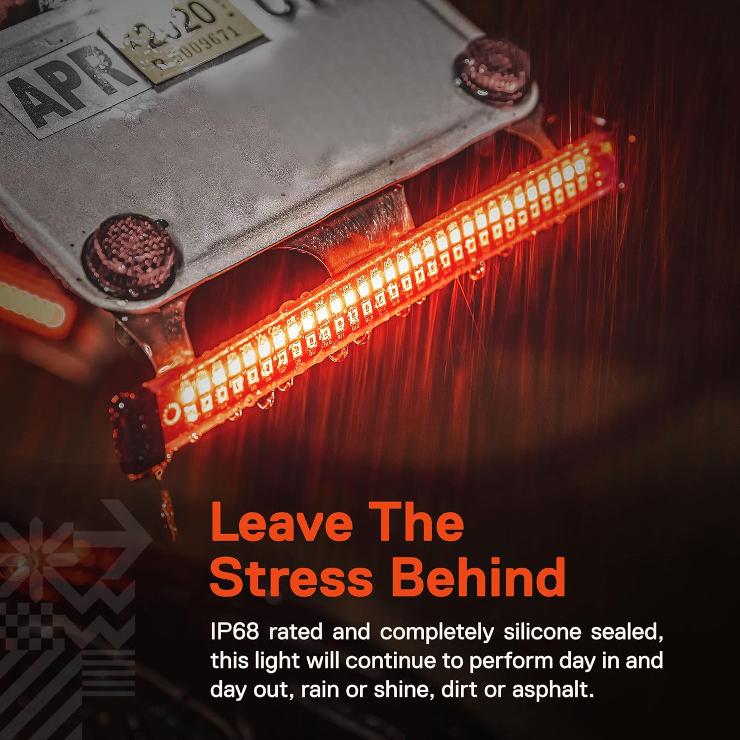 TRUE MODS 1Pc 8" LED Motorcycle Turn Signal & Brake Taillight Strip [Waterproof] [Dual Row] [RED Tail & Brake] [AMBER Sequential Blinker] Self Adhesive Surface Mount Flexible Lamp for ATV Dirt Bike image number 5