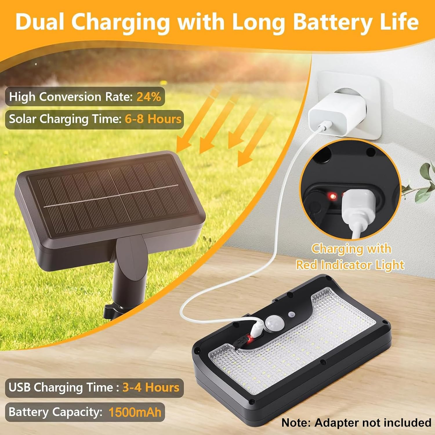 Solar Lights Outdoor, 2 Pack 600LM 92 LED Clip on Solar Motion Lights Outdoor, 360&deg; Adjustable & 3 Modes, 120&deg; Wide Angle, IP65 Waterproof Solar Security Light for Porch Courtyard, Garage, Walkway image number 1