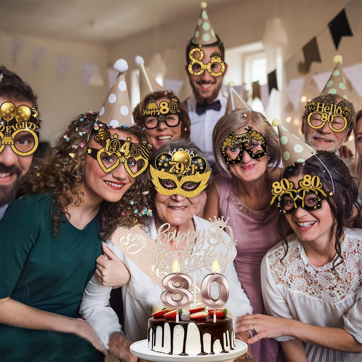 Palumma 8 Pcs Funny Happy Birthday Glasses Black Gold Happy Birthday Glasses, Birthday Decorations for Men Party Glasses for Adults Photo Props Decorations image number 3