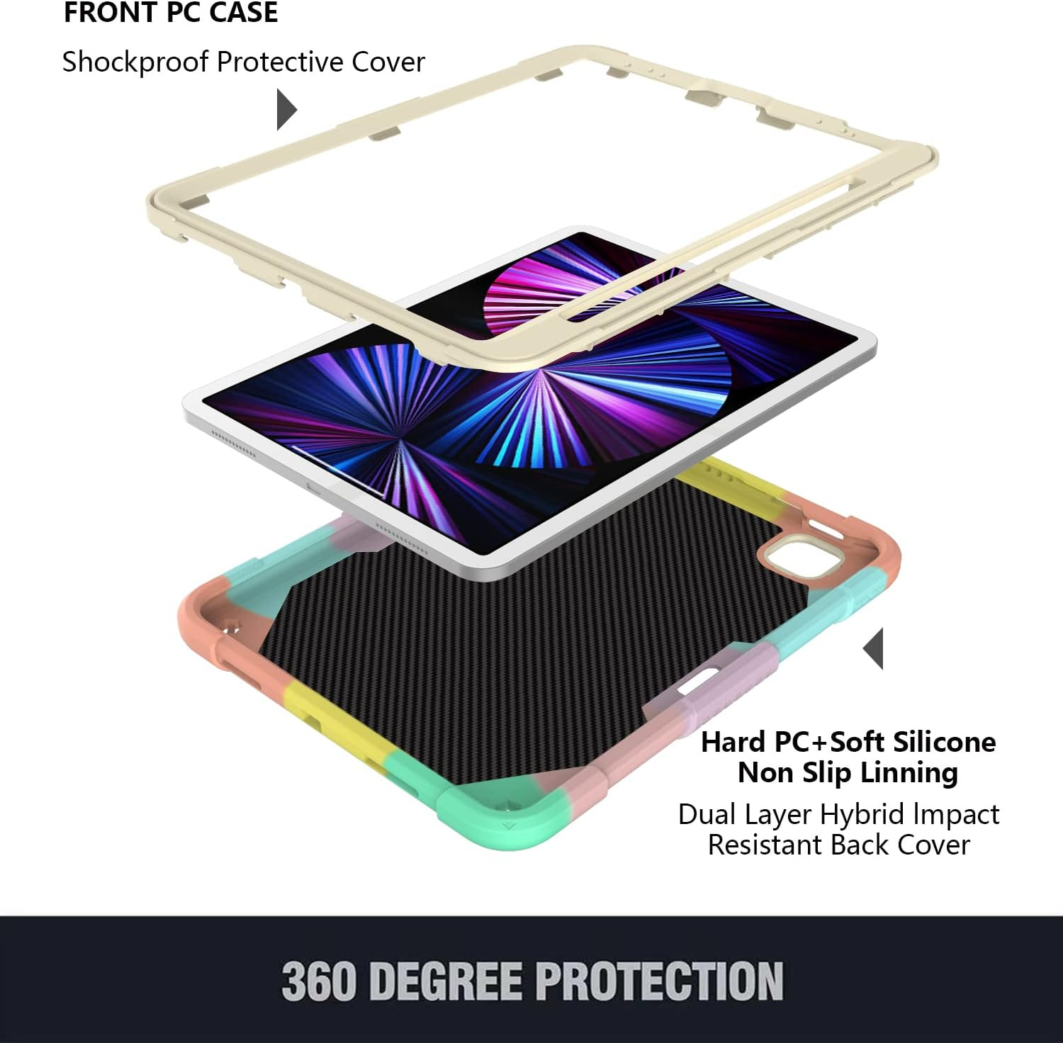 Herize Ipad Air 5 Air 4 Generation Case 10.9 Inch W/Pencil Holder&Shoulder Strap&Stand Ipad Pro 11 Inch Case Cover 2022/2021/2020 | Heavy Duty Durable Rugged Protective Case for Kids Boys Girls image number 1