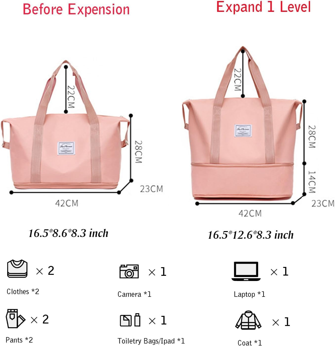 Travel Duffel Bag, 36L Waterproof Duffel Gym Tote Bag,Sports Gym Tote Carry on Bags for Women, Shoulder Weekender Overnight Bag for Women with Wet Pocket Hospital Bag for Labor and Delivery image number 3