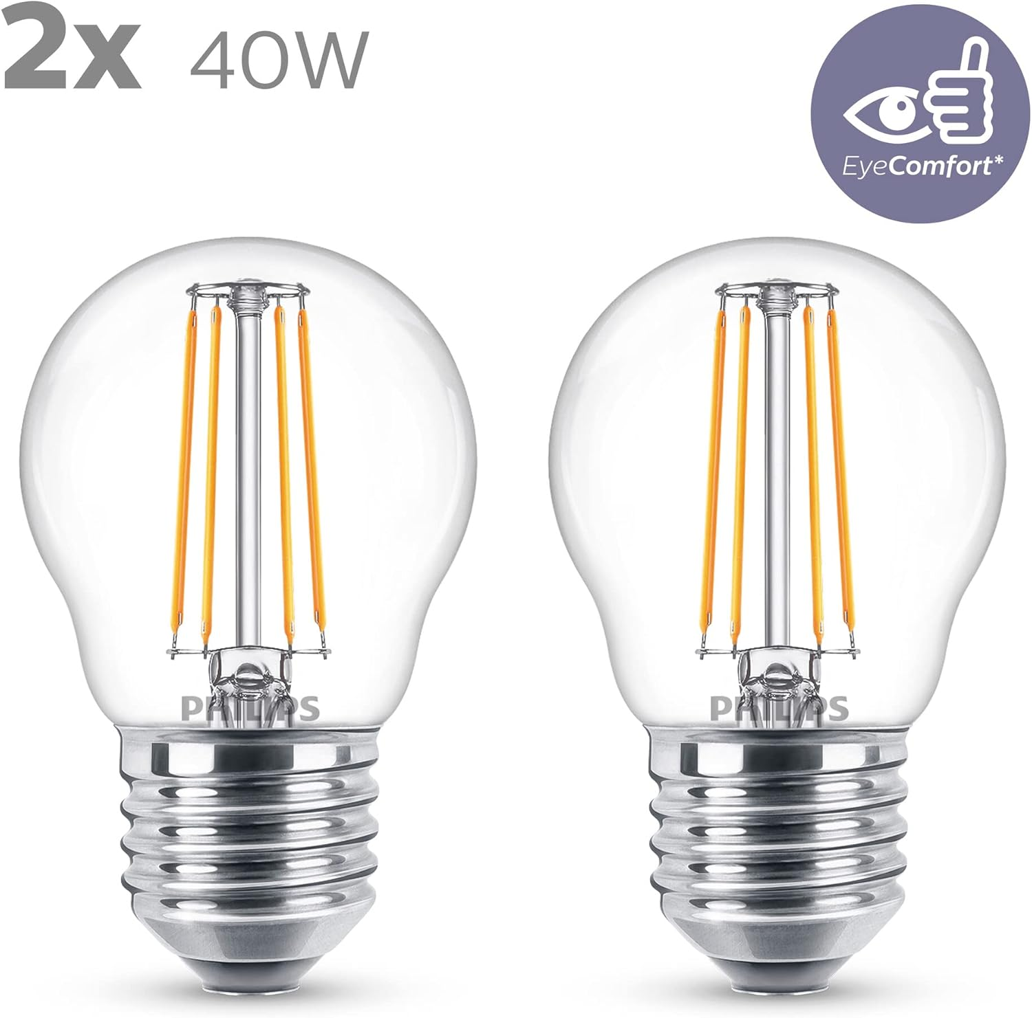 Philips LED Premium Lustre Light Bulb [E27 Edison Screw] 4.3W - 40W Equivalent, Warm White (2700K) image number 3