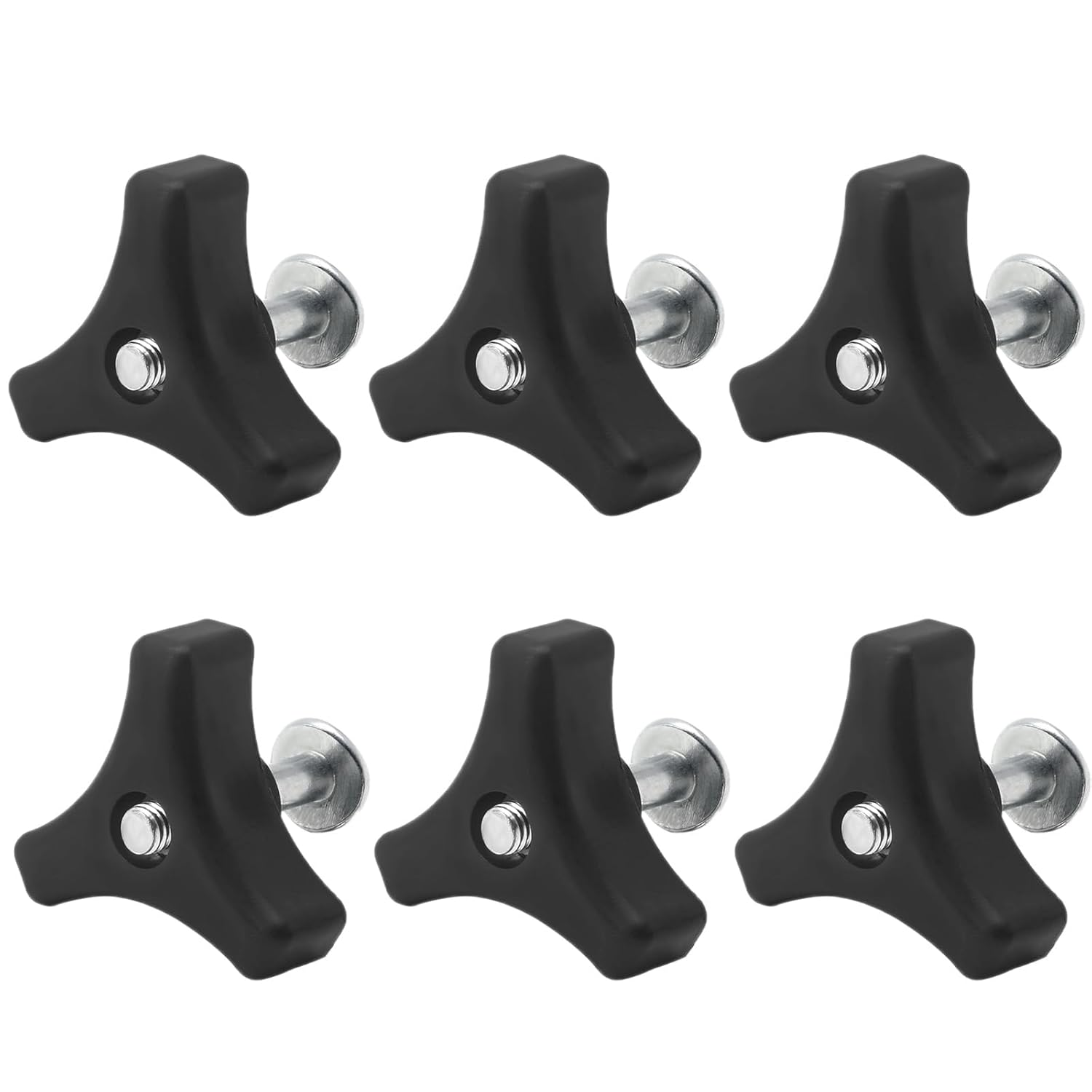 6 Sets Lawn Mower Handle Bolts and Knobs, Triangular Handle Fastening Screw Set Replacement for Honda and Most Other Lawn Mower Machines, Black image number 2