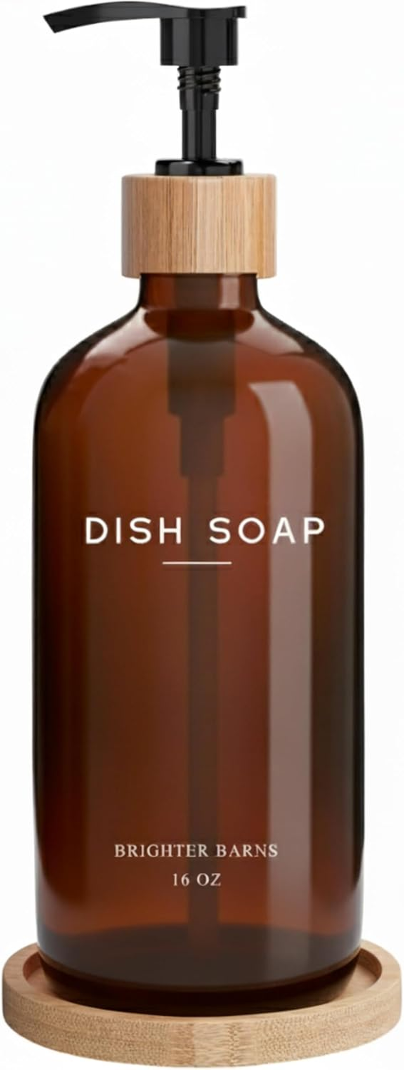 Black Glass Hand Soap Dispenser Bathroom Set by Brighter Barns - Bathroom Soap Dispenser Set with Tray - Glass Pump Bottle - Luxury Bathroom Accessories for Hotel, Vacation Rental, Restaurants (Black)