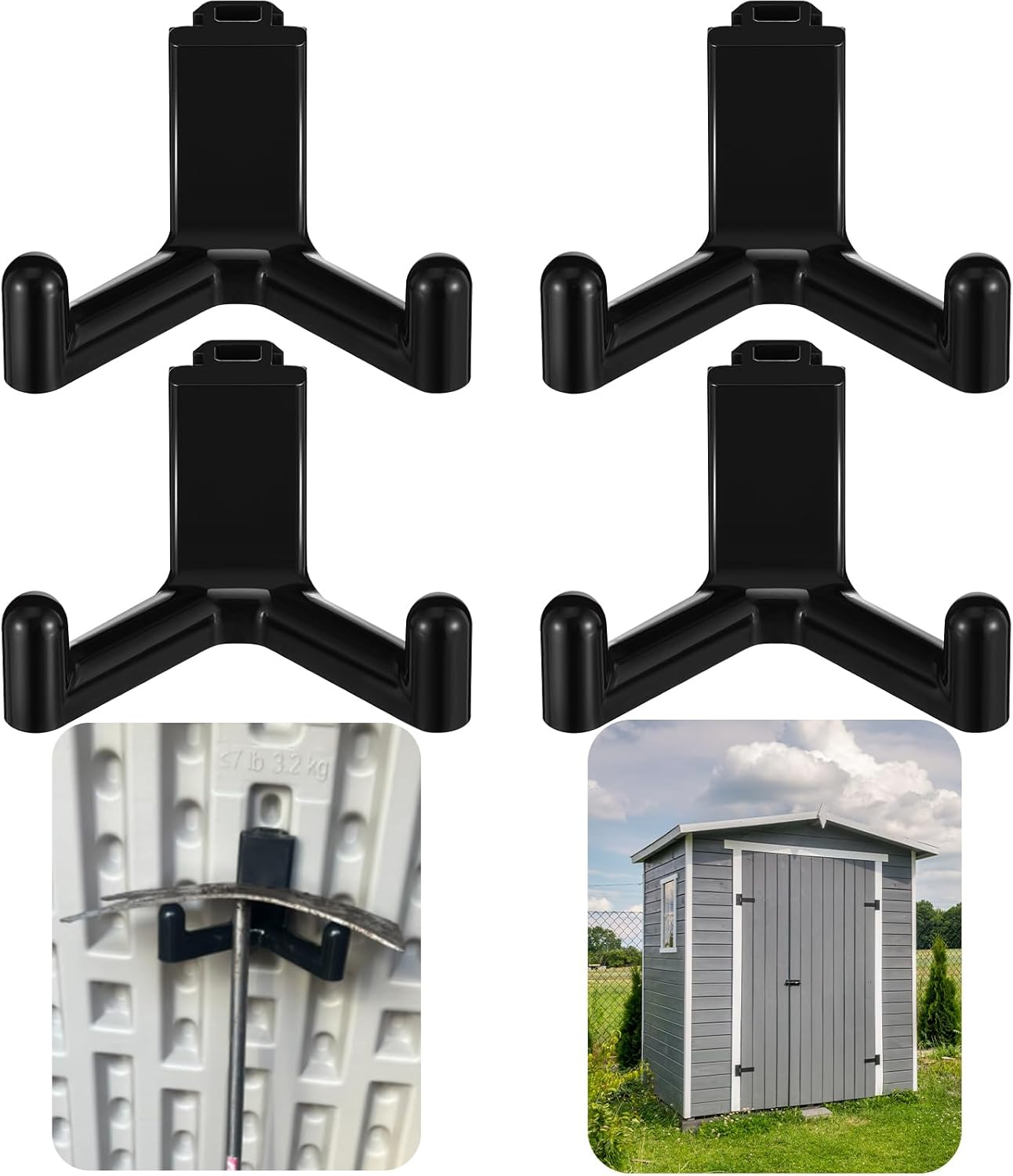 5 Pcs Plastic ABS Tool Hooks Compatible with Lifetime Shed 60305 60118 60127 60138 60141 Etc Not Work on Any Sheds with Horizontal Siding (Black)